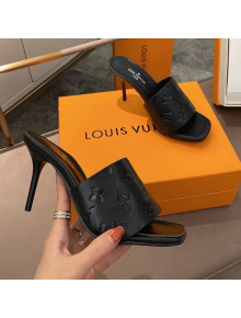 Louis Vuitton Revival Heel Mules 8.5cm in Monogram Embossed Calfskin Black 2021