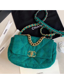 Chanel 19 Tweed Small Flap Bag AS1160 Green 2019