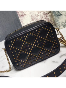 Dior Lady Dior Studded Lambskin Camera Case Shoulder Bag Black 2019