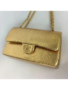 Chanel Python Leather Medium Classic Double Flap Bag Gold