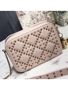 Dior Lady Dior Studded Lambskin Camera Case Shoulder Bag Light Pink 2019