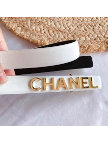 Chanel Calfskin Belt 25 with CHANEL Charm White 2020