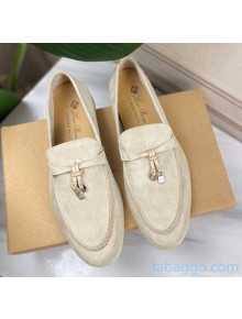 Loro Piana Suede Calfskin Summer Charms Walk Moccasin Loafers Beige 2020