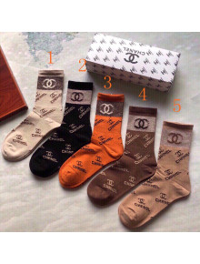 Chanel Logo Allover Cotton Socks 5 Colors 2021