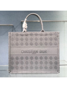 Dior Large Book Tote Bag in Grey Cannage Embroidery 2020
