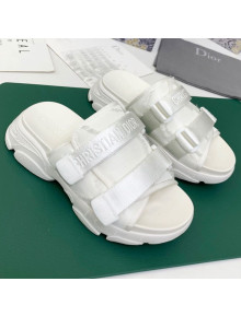 Dior D-Wander Fabric Slide Sandals White 2021  