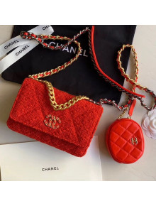 Chanel 19 Tweed Wallet on Chain WOC and Coin Purse AP0985 Red 2019