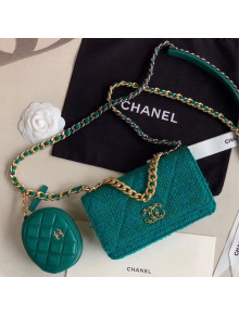 Chanel 19 Tweed Wallet on Chain WOC and Coin Purse AP0985 Green 2019