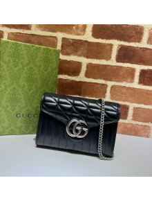 Gucci GG Marmont Geometric Leather Chain Mini Bag 474575 Black 2022