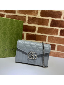 Gucci GG Marmont Geometric Leather Chain Mini Bag 474575 Grey 2022