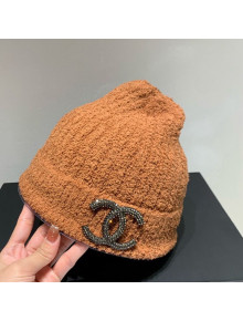 Chanel Crystal CC Knit Hat Brown 2021