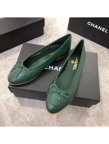 Chanel Lambskin Leather Ballerinas Green 2019