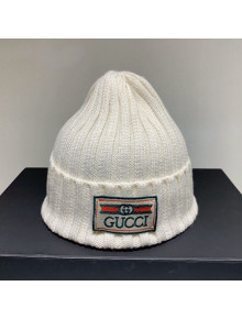 Gucci Logo Label Wool Blend Knit Hat White 2021