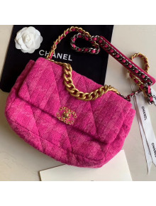 Chanel 19 Tweed Large Flap Bag Rosy AS1161 2019