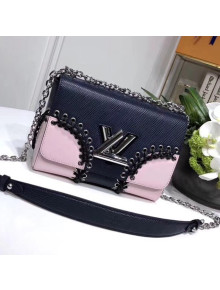 Louis Vuitton Braided Corners Epi Leather Twist MM Bag M54079 Blue/Pink 2018