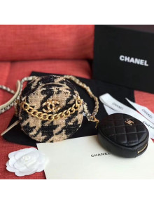 Chanel 19 Houndstooth Tweed Clutch with Chain & Coin Purse AP0986 Beige/Black 2019