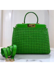 Fendi Peekaboo ICONIC Medium Interlace Bag In Green Leather 2020