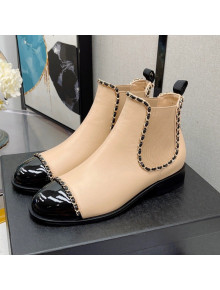 Chanel Lambskin Chian Heel Short Boots 3cm Apricot 2021