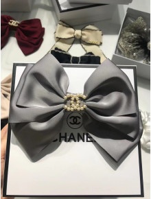 Chanel Bow Headband Hair Accessory Grey 2021 19