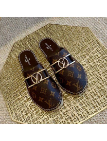 Louis Vuitton Monogram Canvas Espadrille Flat Mules with Rectangle LV Buckle Brown 2021