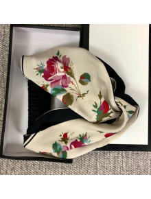 Gucci Flora Print Silk Headband Cream White 2021