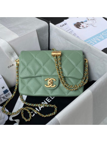 Chanel Iridescent Grained Calfskin Mini Flap Bag AS2855 Green 02 2021
