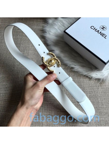 Chanel Calfskin Belt 30mm with Twist CC Buckle White 2020