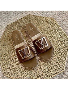 Louis Vuitton Monogram Reverse Canvas Espadrille Slide Sandals with Square LV Buckle 2021