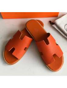 Hermes Izmir Sandal For Men in Togo Calfskin Orange 2020 (Handmade)