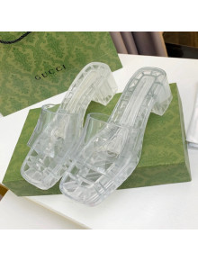 Gucci Transparent Rubber Slide Sandals White 2021 
