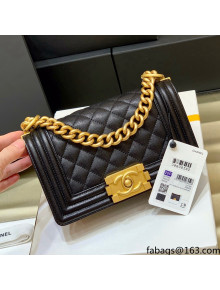 Chanel Quilted Original Haas Caviar Leather Small Boy Flap Bag Black/Gold (Top Quality)