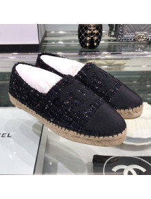 Chanel Tweed Espadrilles G29762 Navy Blue/Black 2019