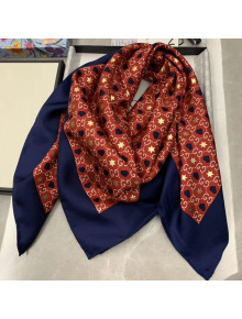 Gucci Silk GG Hearts Square Scarf 90x90cm Navy Blue/Red 2019