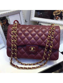 Chanel Lambskin Classic Jumbo Flap Bag Burgundy 2019 TOP(GHW)