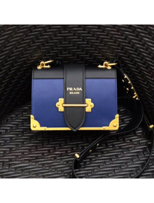 Prada Leather Prada Cahier Bag 1BD045 Blue/Black Top Quality