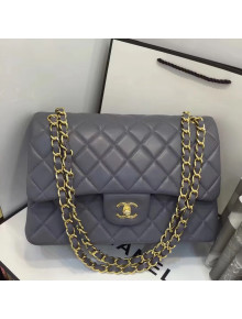 Chanel Lambskin Classic Jumbo Flap Bag Grey 2019 TOP(GHW)