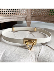 Bottega Veneta Leather Belt 2cm with Triangle Buckle White/Aged Gold 2021 