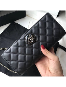 Chanel Lambskin Camellia Clutch Bag A94575 Black 2018