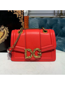 Dolce&Gabbana DG Amore Calfskin Chain Flap Bag Red 2020