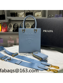 Prada Small Saffiano Leather Top Handle Bag 1BA333 Blue 2022