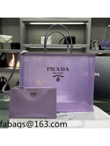 Prada Sequined Mesh Tote Bag 1BG416 Lily Purple 2022