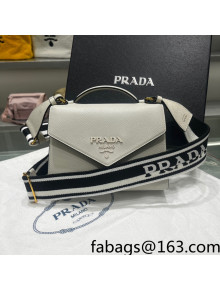 Prada Monochrome Saffiano and Leather Top Hnadle Bag 1BD317 White 2022