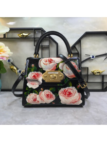Dolce&Gabbana Welcome Bag in Flower Print Calfskin Black 2020