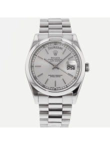 SUPER QUALITY – Rolex Day-Date 118209 – Men: Dial Color – Silver, Bracelet - White Gold Plated, Case Size – 36mm, Max. Wrist Size - 6.75 inches