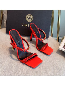 Versace Silk Crystal Slide Sandals 11cm Red 2022 031923