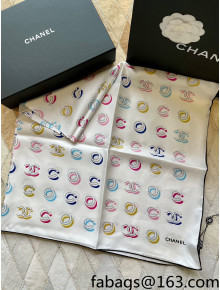 Chanel Silk Square Scarf 90x90cm White 2022 22