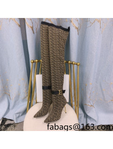 Balmain Knit B Buckle High Boots Beige/Black 2021 120418