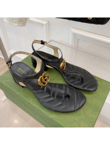 Gucci Calfskin GG Thong Sandals 3.5cm Black 2022