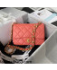 Chanel Lambskin Classic Flap Bag with Chain Strap AS3214 Coral Pink 2021 