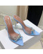 Amina Muaddi TPU Pointed Slide Sandals with Crystal Bow 9.5cm Light Blue 2021 55